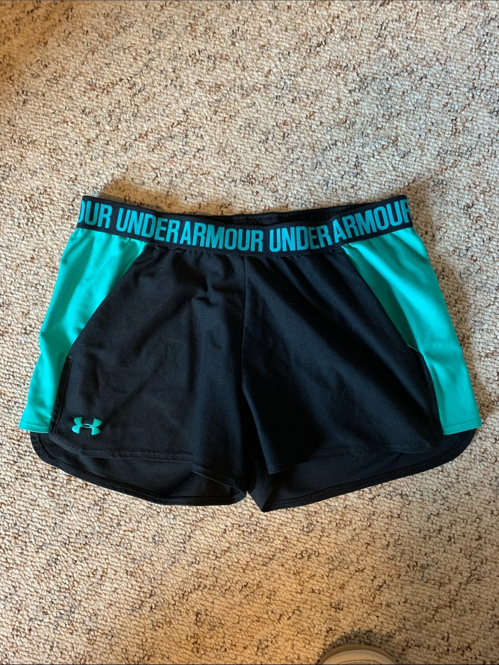 Under Armour Black and Teal Women's Training Shorts